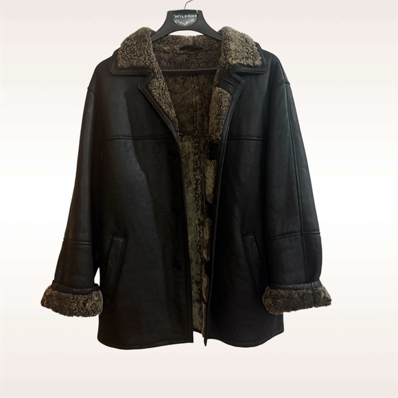 Wilson's Black Shearling Men's Coat - Picture 1 of 9